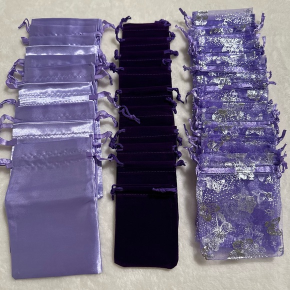 LAST SET Purple Satin Bags, Purple Velvet Bags, & Organza Purple Butterfly Bags - Picture 3 of 4